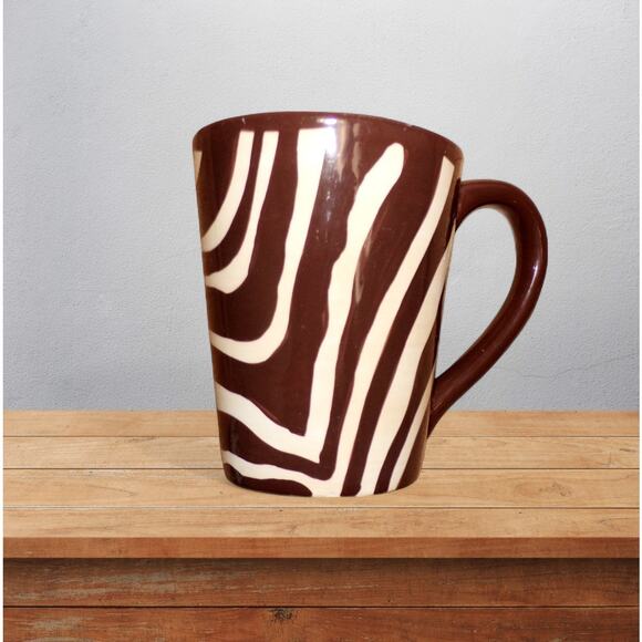 Clay Art Zebra Print Tapered Mug Coffee Tea Ceramic Dishwasher Microwave Safe - Picture 1 of 1